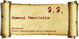 Hamvai Henrietta névjegykártya